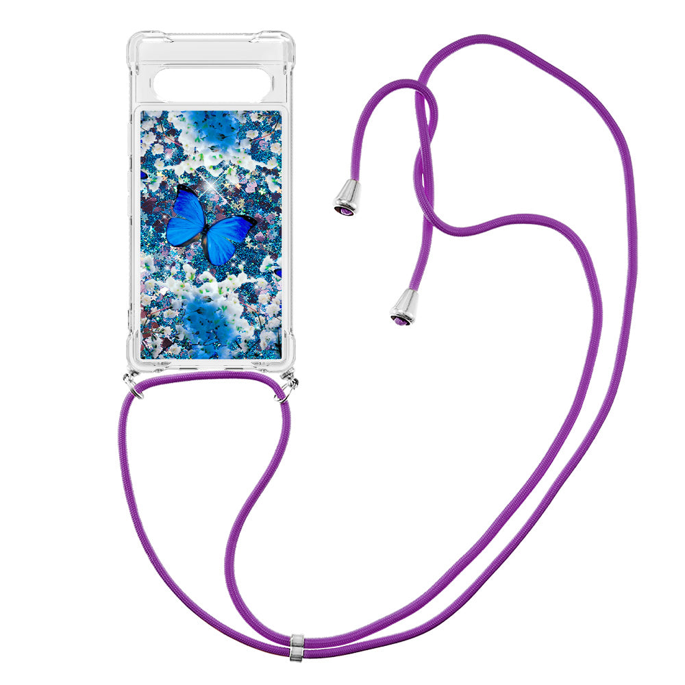 YB Quicksand Series-5 for Google Pixel 7a 5G Pattern Printing TPU Back Cover Liquid Quicksand Phone Anti-drop Case with Lanyard YB Quicksand Series-5 for Google Pixel 7a 5G Pattern Printing TPU Back Cover Liquid Quicksand Phone Anti-drop Case with Lanyard